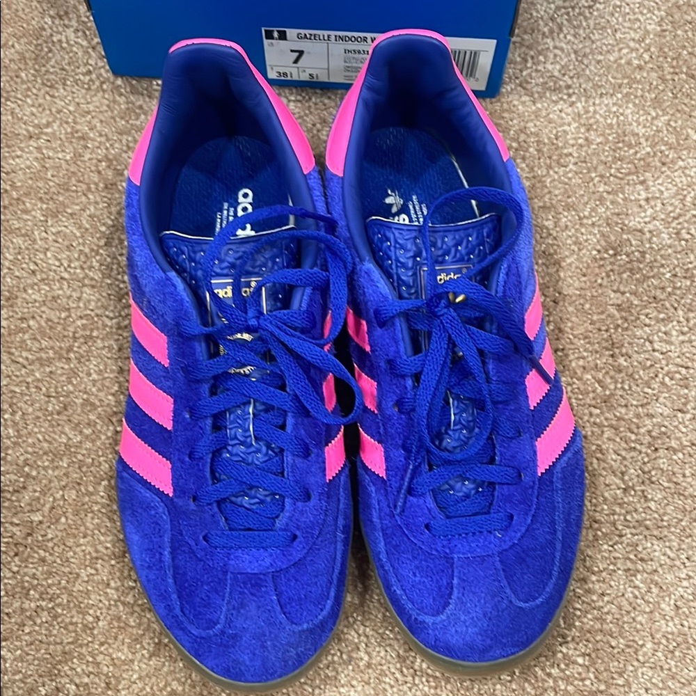 Adidas Gazelle Indoor Blue and Pink Sneakers